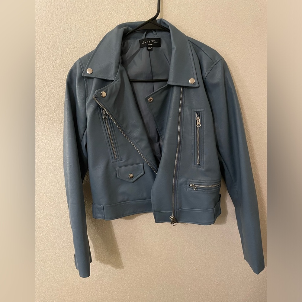 Light Blue Leather Jacket